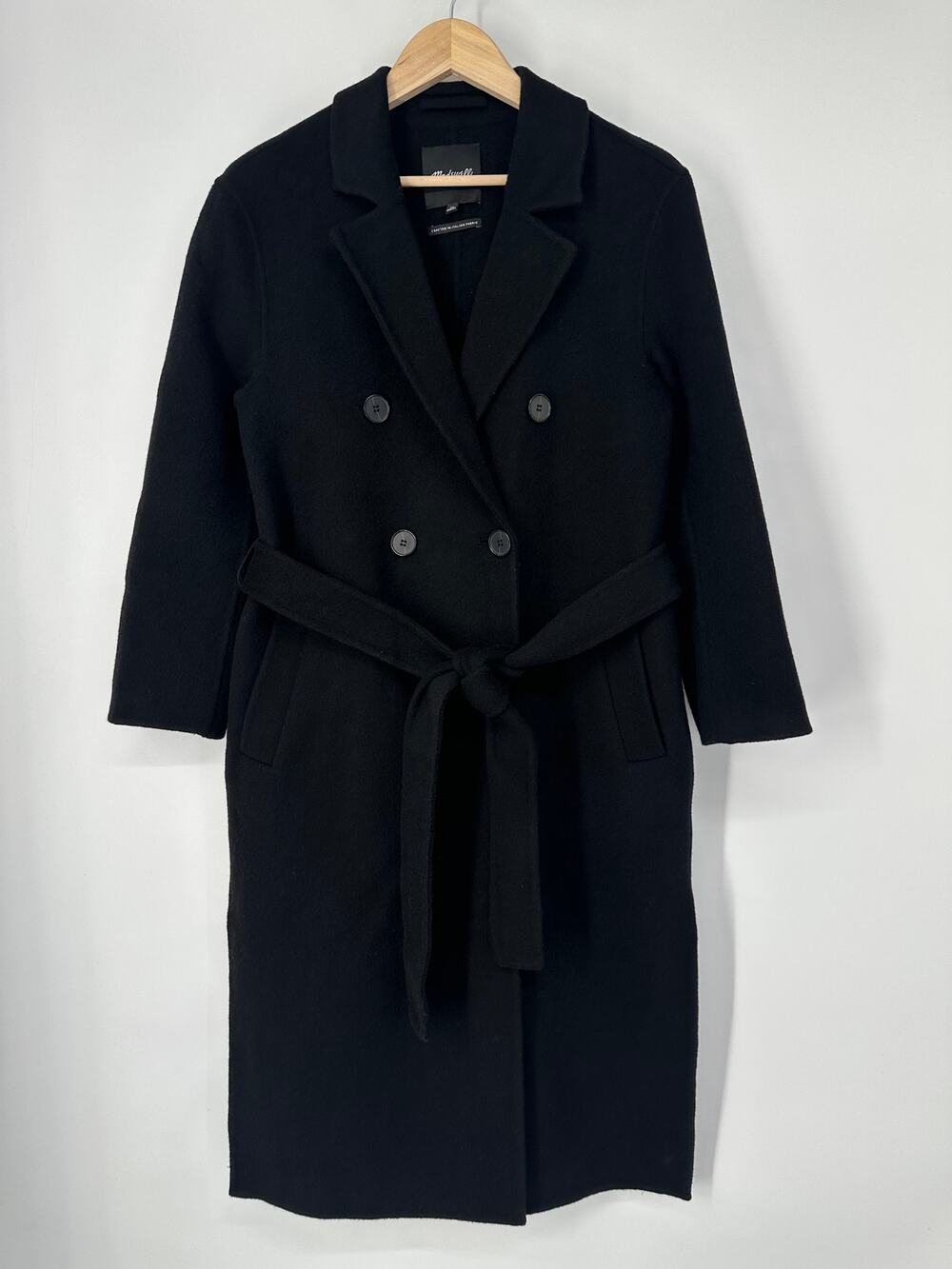 Madewell Double-Faced Brushed Long Coat Wool Blend Double Breasted Belted Jacket